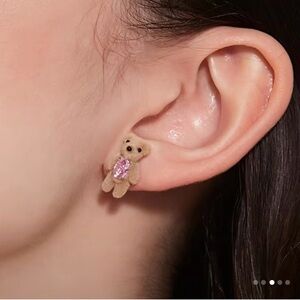 Teddy Bear Pink Gem Earrings